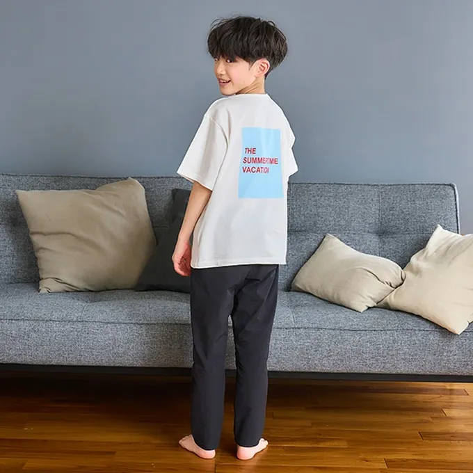 日本 petit main - 100%棉 清新印花短袖上衣-向日葵-鮭魚粉