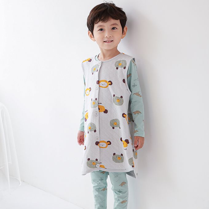 正韓 Cogibu - 極舒適無螢光劑 100% 有機棉幼兒/兒童鋪棉保暖防踢背心-樂園