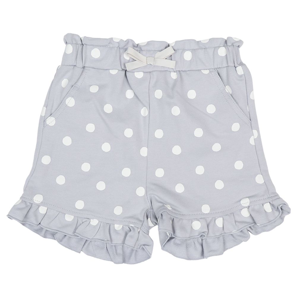 短褲-下擺荷葉邊-淺藍色