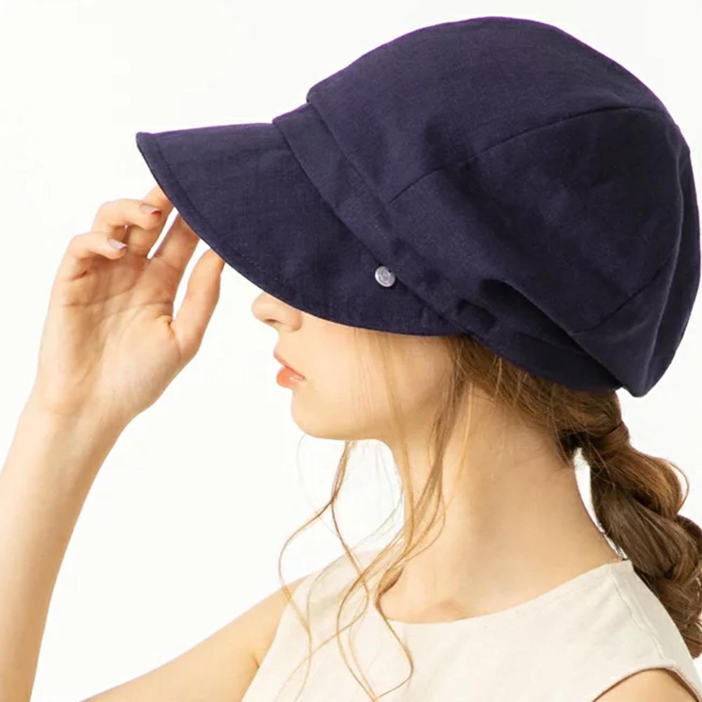 日本 Loo&c - 小顏效果 100%遮光抗UV涼感遮陽帽-海軍藍