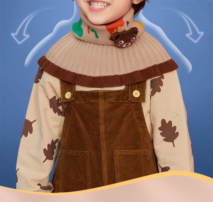 韓國lemonkid - 卡通針織圍脖 (咖啡小熊)