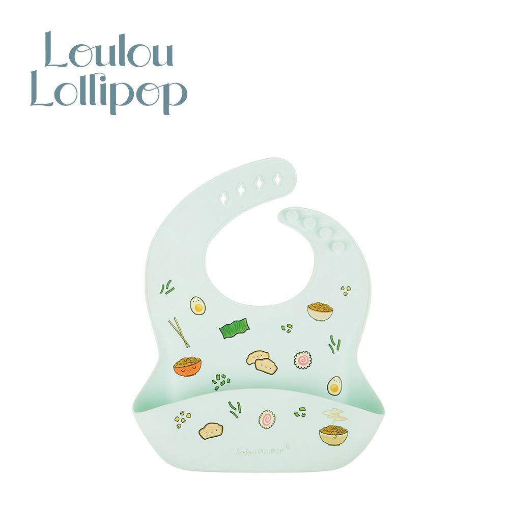 Loulou Lollipop - 寬口立體矽膠防漏圍兜/防水圍兜-拉麵派對 ((290x230x75mm))