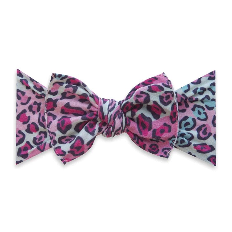 美國baby bling - 純手工超彈/極細緻輕柔/無束縛感蝴蝶結髮帶/髮飾_印花款-豹紋女孩 (0-5歲適用)