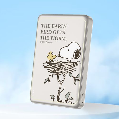 SNOOPY 20W PD超薄磁吸無線快充行動電源 10000mAh-鳥窩款(原色鈦)