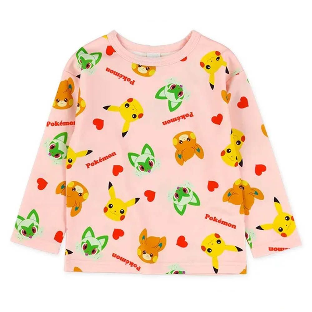 限量聯名 印花長袖上衣-卡通人物寶可夢-粉紅