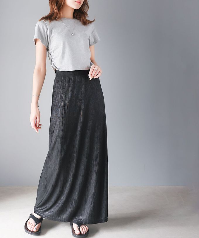 日本 Classical Elf - 小華麗光澤纖細修身長裙-銀灰