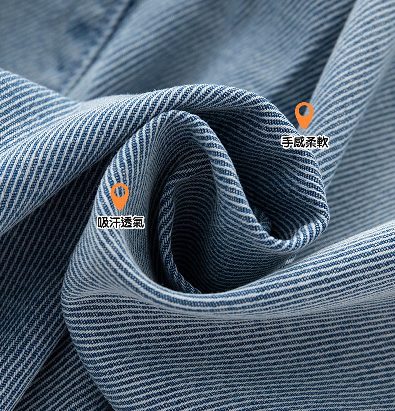 腰鬆緊牛仔休閒五分褲-墨鏡熊熊-淺藍色