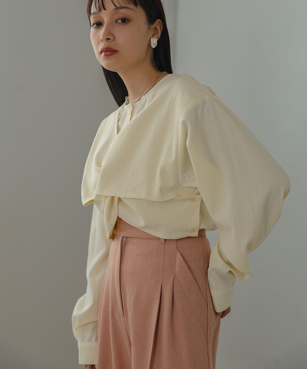 日本 Bab - 時尚扭結設計長袖襯衫-淺綠