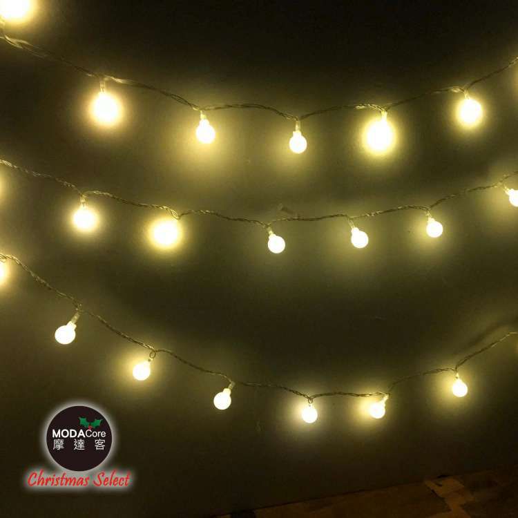 浪漫療癒100燈LED小圓球珍珠燈串/聖誕燈(USB接頭+贈豆腐頭插頭)-暖白光透明線-約10米長