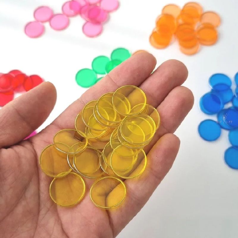 玩玩 Play - 韓國透明彩色芯片磁條組-磁鐵圓片約100片、磁棒*1(不挑色）