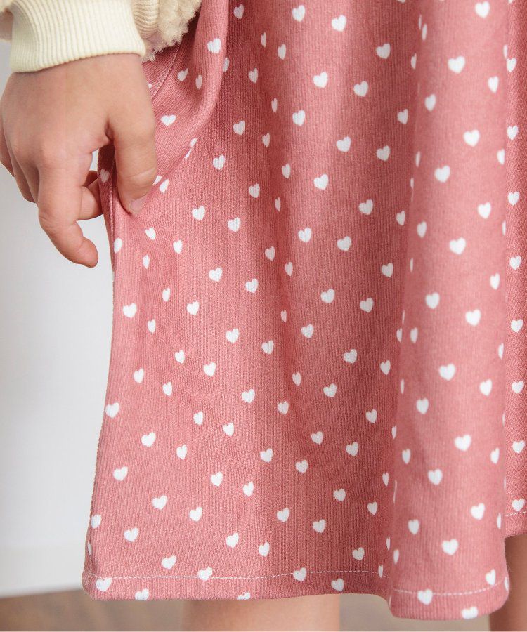 日本 BREEZE - 毛絨印花拼接長袖洋裝-黑x白斑點