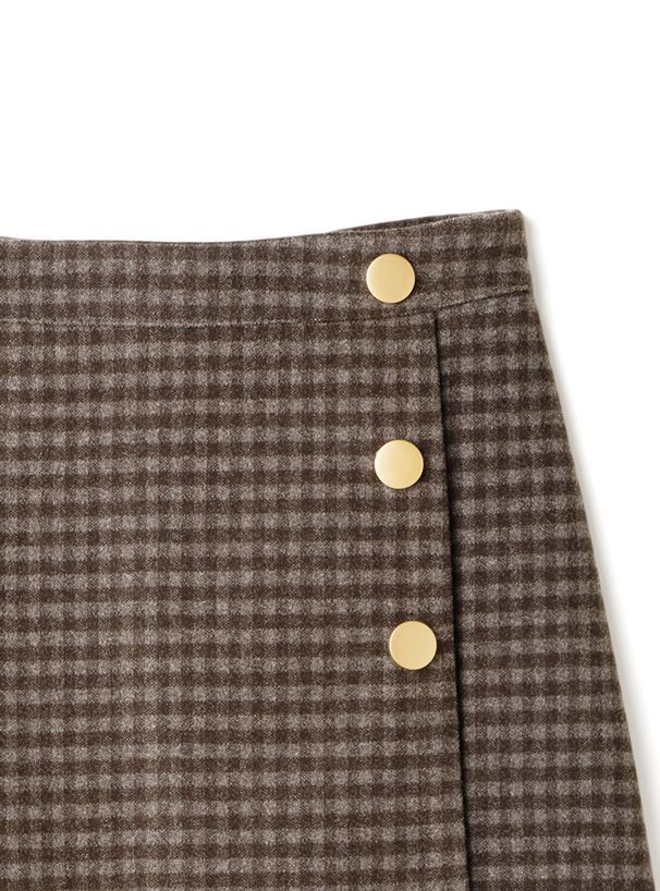 日本 GRL - 不規則裙擺格紋毛呢短裙(附安全褲內襯)-黑