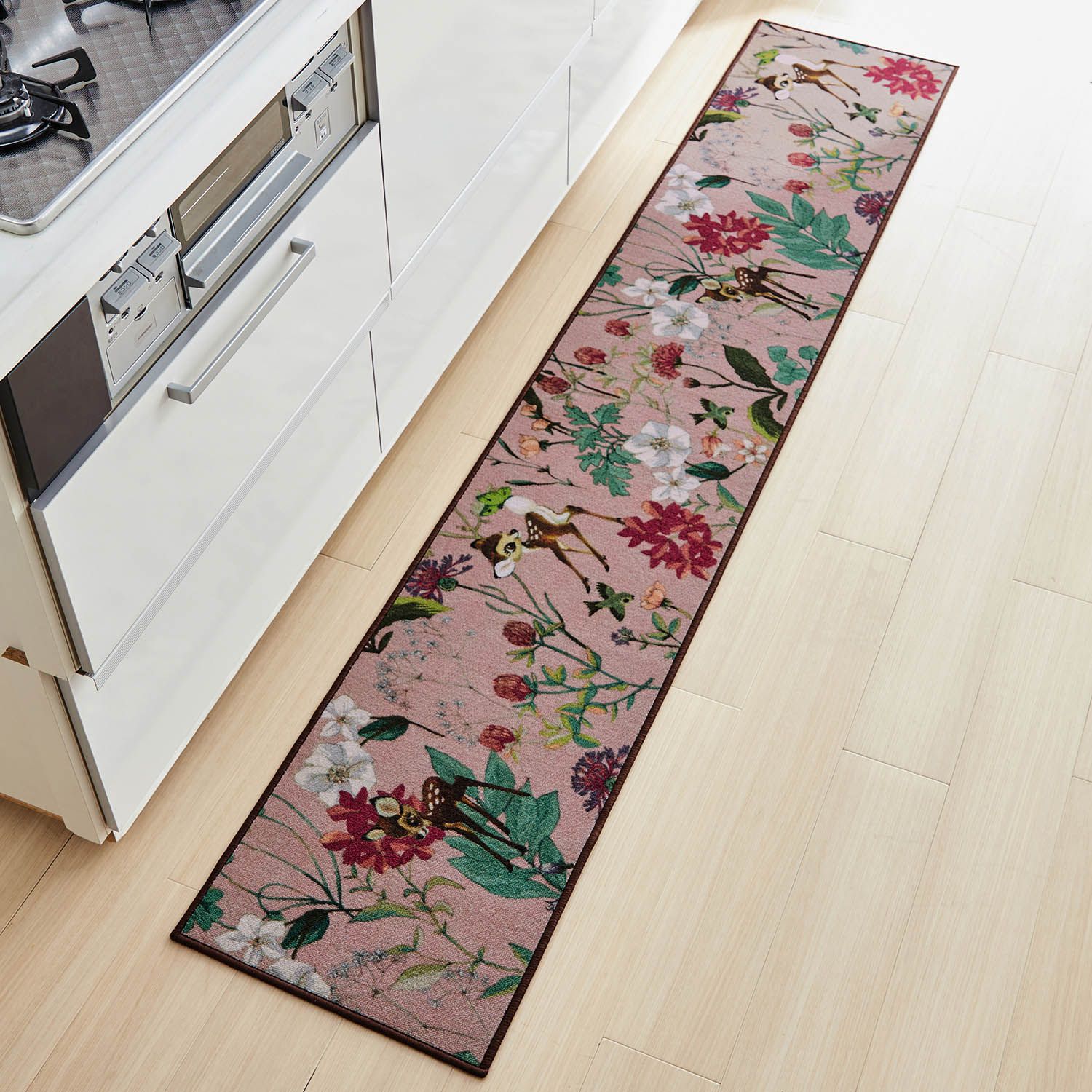 日本千趣會 - 迪士尼 長條型腳踏墊(廚房/臥室)-維尼花園-黃