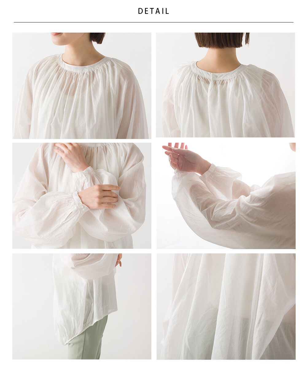 日本 OMNES - 嫘縈棉涼爽透膚澎澎袖上衣-黑