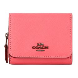 COACH - 馬車LOGO素面皮革零錢短夾 (桃粉)