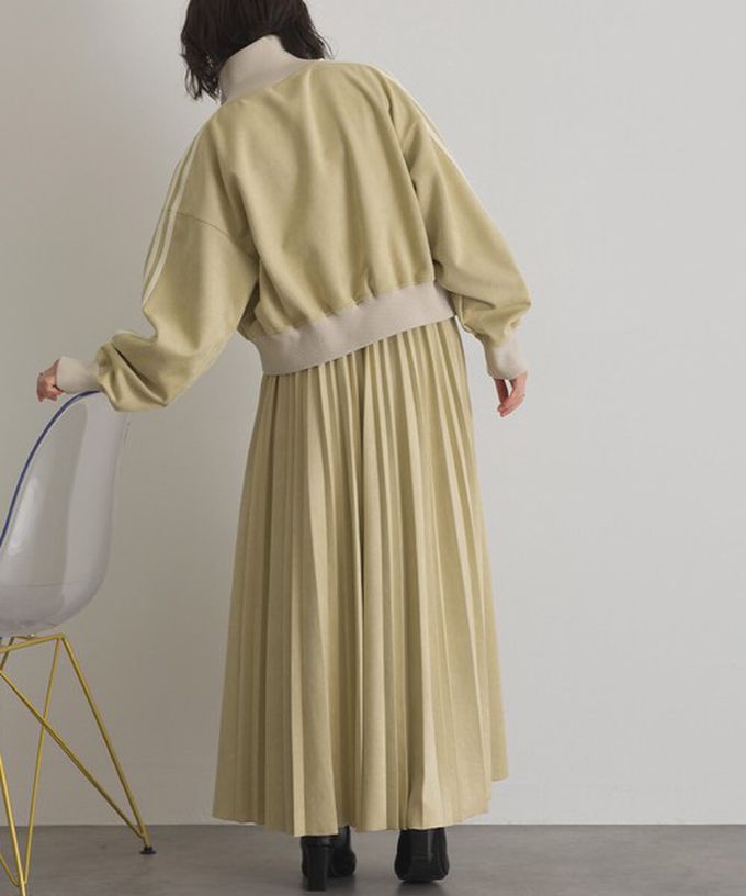 日本 ELENCARE DUE - 俐落低調麂皮百褶長裙-炭灰