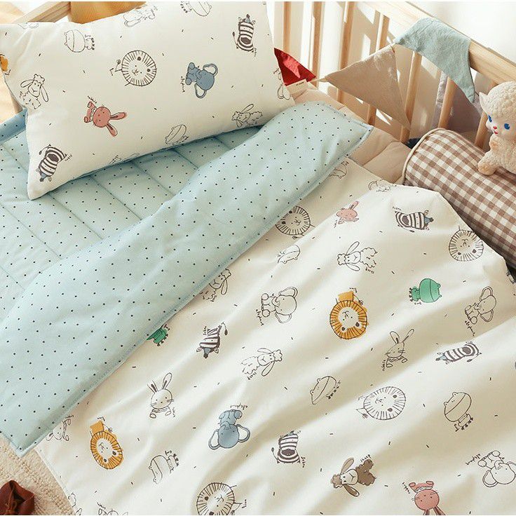 韓國 Prielle - 純棉分離式睡袋(無拉鍊)-萌萌動物-附防水睡袋收納袋