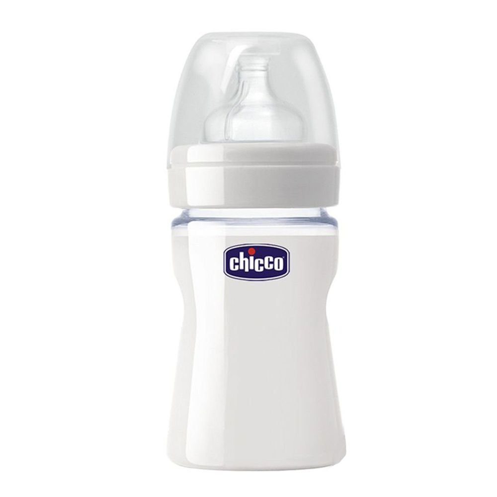 義大利 chicco - 舒適哺乳-矽膠玻璃奶瓶(單孔)-小 (150ml)