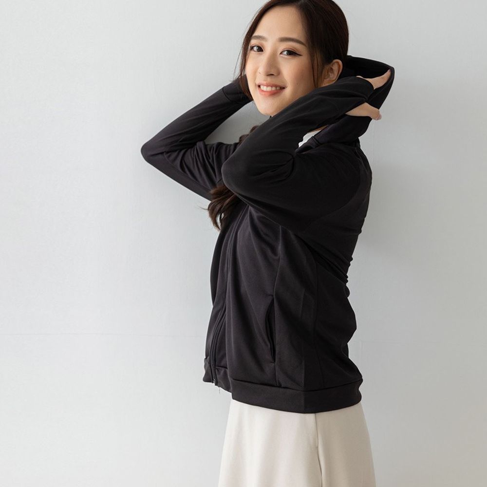 貝柔 Peilou - UPF50+高透氣防曬顯瘦外套-女連帽-黑色