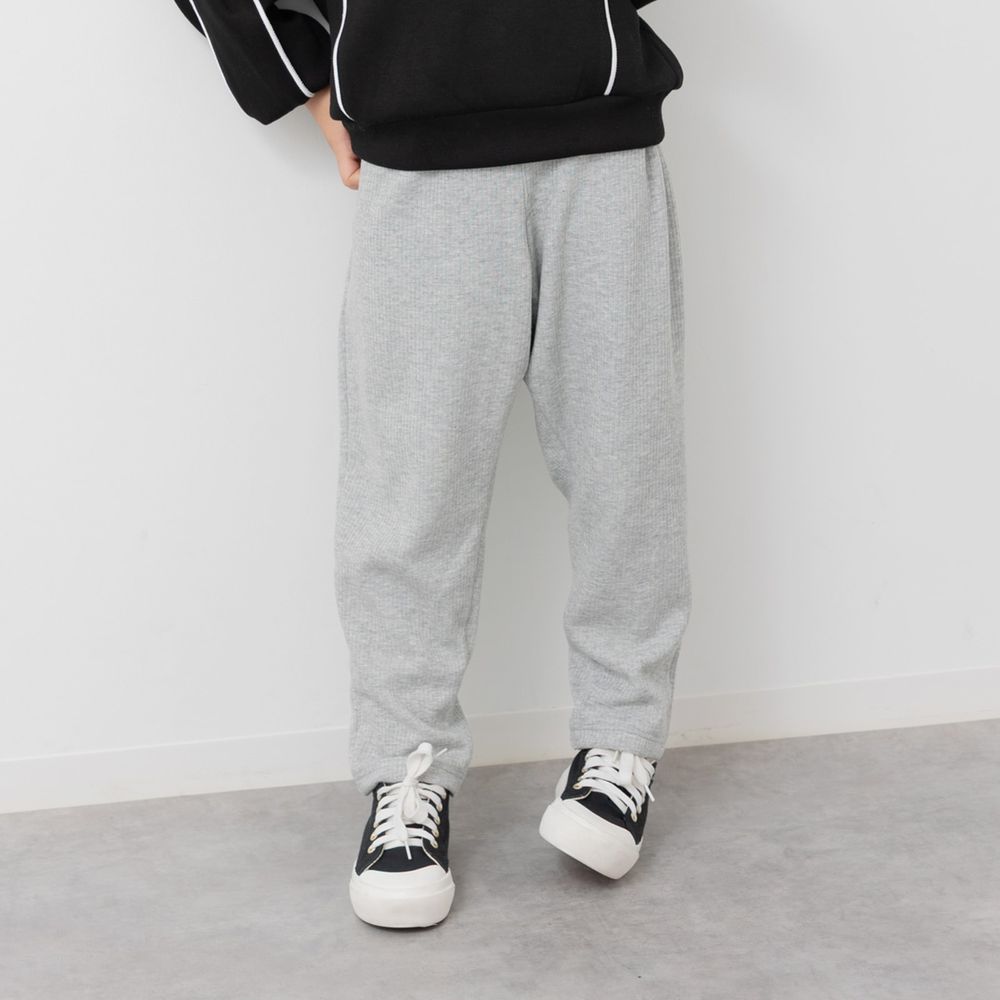 內刷毛羅紋百搭寬鬆長褲-灰