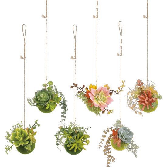 日本 KISHIMA - CT觸媒 消臭仿真多肉掛飾/盆栽球-KH-61199-黃 (L(16.5x16.5x72.5cm))