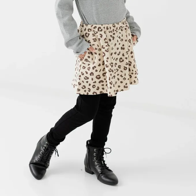 日本 Chil2 - 舒適彈性印花褲裙-小白花-水藍