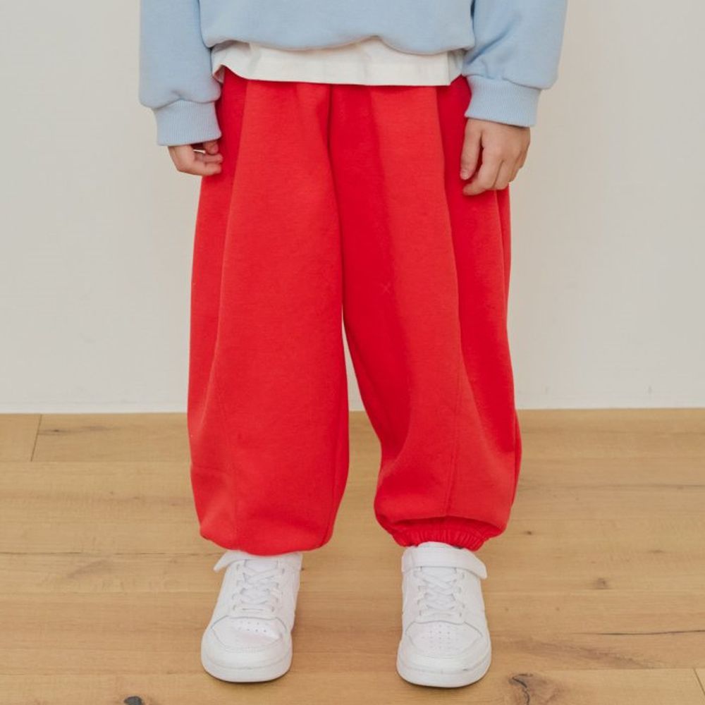 ERINJ 鬆緊腰百搭休閒縮口長褲-紅