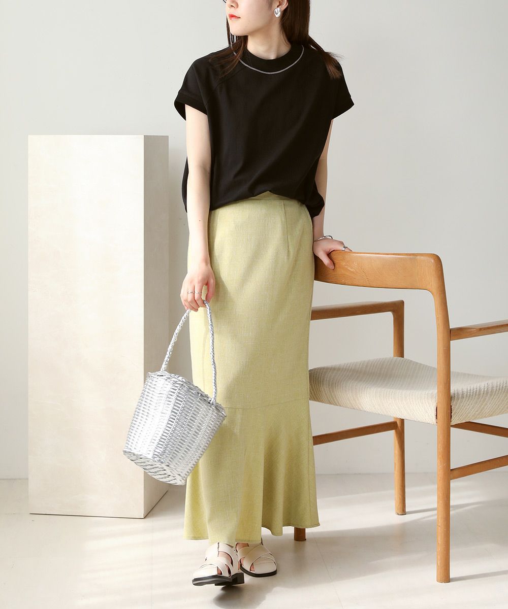 日本 Bou Jeloud - 接觸涼感 UV CUT 純美國棉短袖修身素T-撞色線條-綠