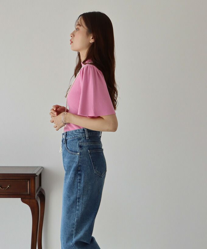 日本 BLUE EAST - 氣質羅紋針織上衣-綠