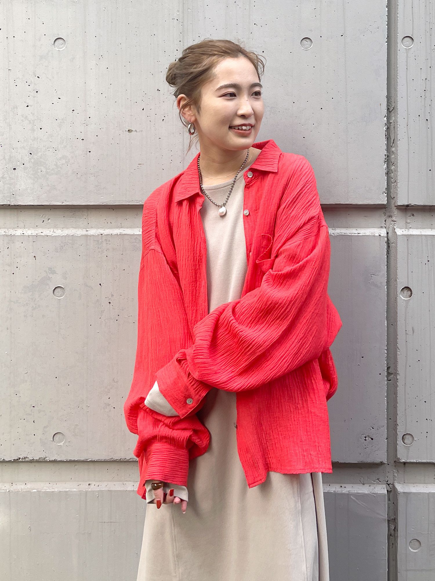 日本 Ungrid - 楊柳皺摺垂墜感襯衫-薄荷 (F)