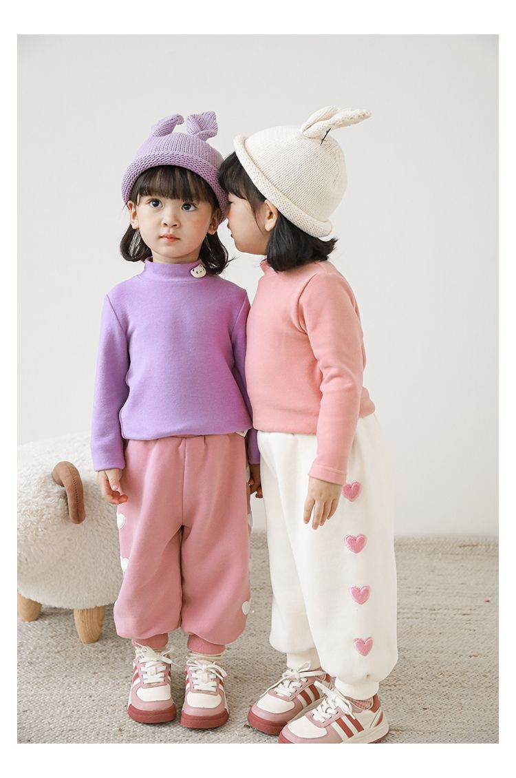 TONGMO - 腰鬆緊運動束口長褲-側邊愛心-桃粉色