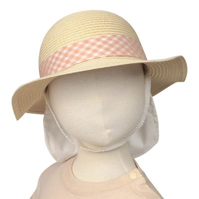 akachan honpo - 圓頂帽-可洗可折疊 附防曬遮陽布-淺卡其色
