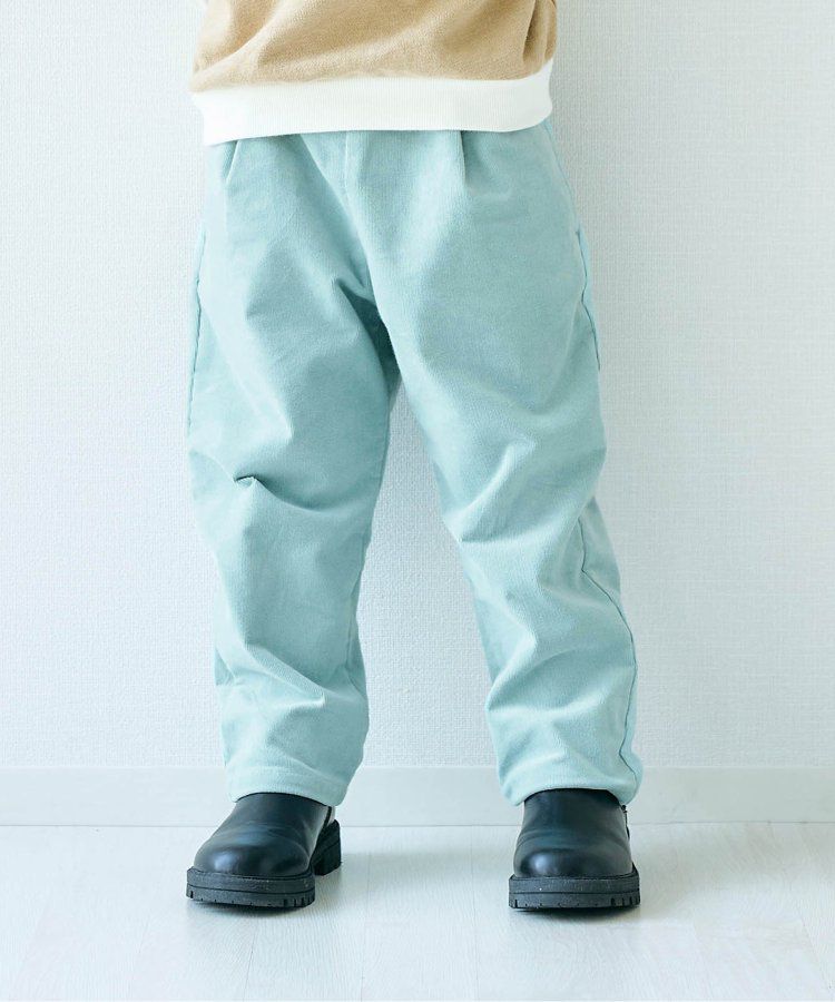 日本 apres les cours - 百搭彈力燈芯絨休閒長褲-水藍
