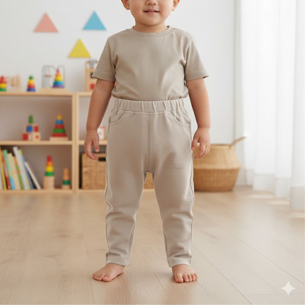 10分經典褲 刷毛內裡-一般合身款 素面-淺卡其色