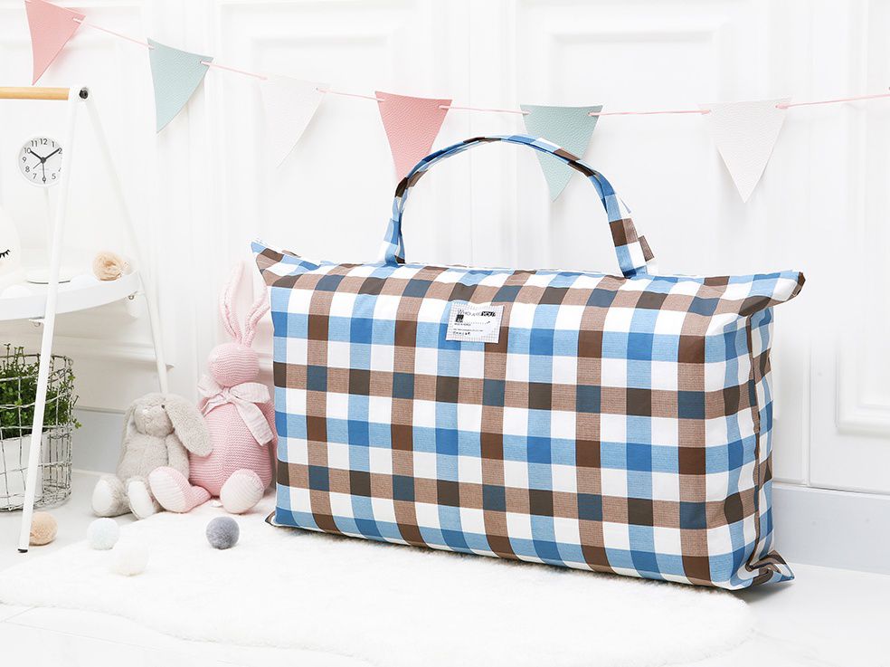 韓國 Coney Island - 防水睡袋收納袋(純棉內裏)-經典格紋-藍 (77.5*42.5*11cm)