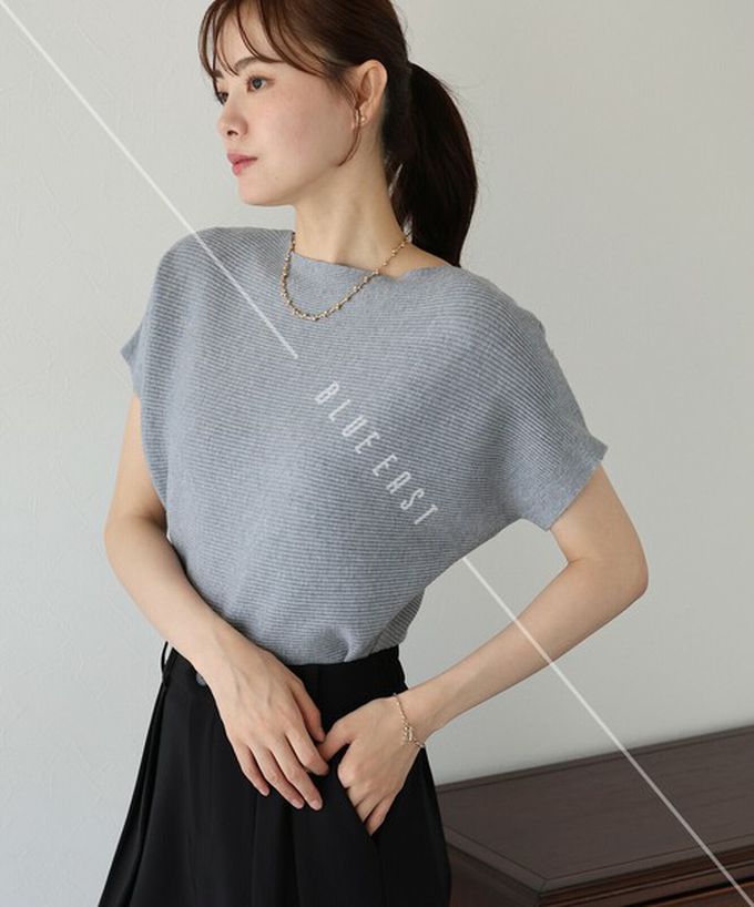 日本 BLUE EAST - 美型修身柔軟羅紋蝙蝠袖上衣-灰