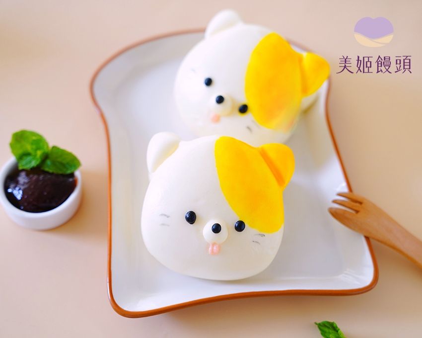 美姬饅頭 - 小貓咪鮮乳造型刈包-6入-40g/顆