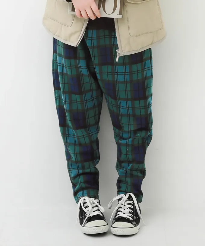 日本 devirock - RICH WARM 刷毛保暖哈倫寬鬆長褲-線條-深藍