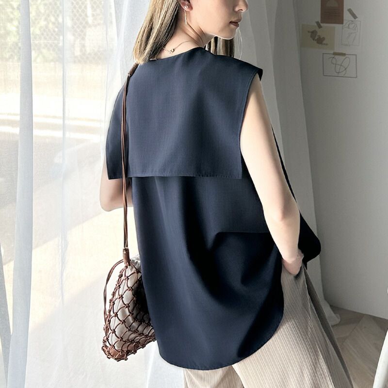 日本 Classical Elf - 優雅歌德領無袖襯衫-天使白