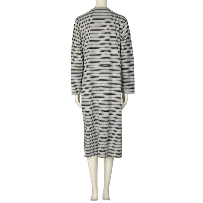 akachan honpo - 長袖洋裝-橫紋-灰色 (M~L)