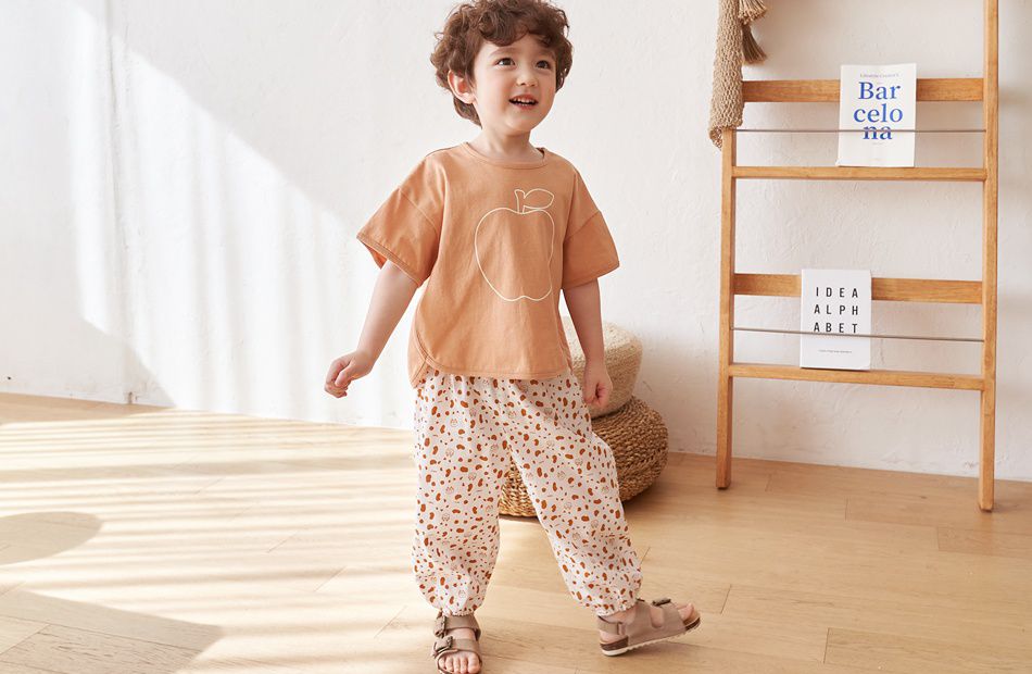 韓國 Bebezoo - 透氣純棉縮褲管防蚊褲-咖啡牛牛