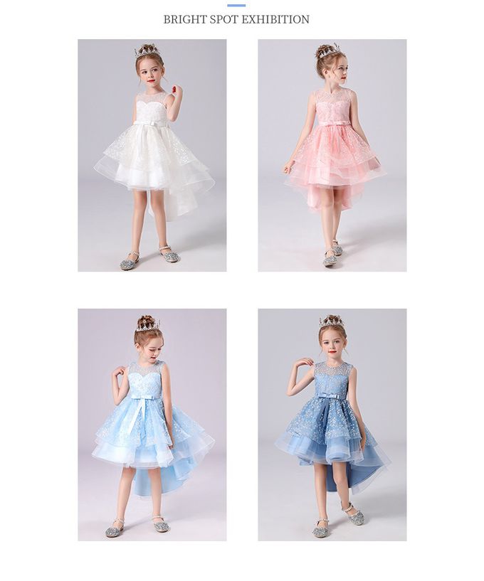 桃心領綴花繡小禮服-白色