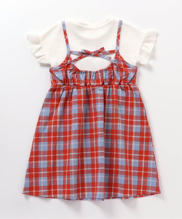 日本 apres les cours - 成熟又可愛的假二件綁帶洋裝-米黃-藍小花