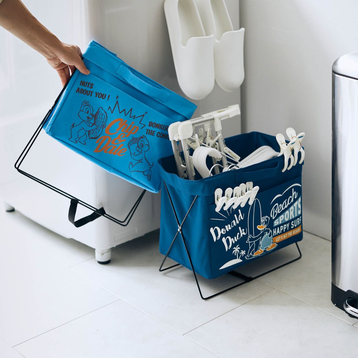 日本千趣會 - 迪士尼 可折疊立體收納袋-唐老鴨-深藍 (34x20x29.5cm)