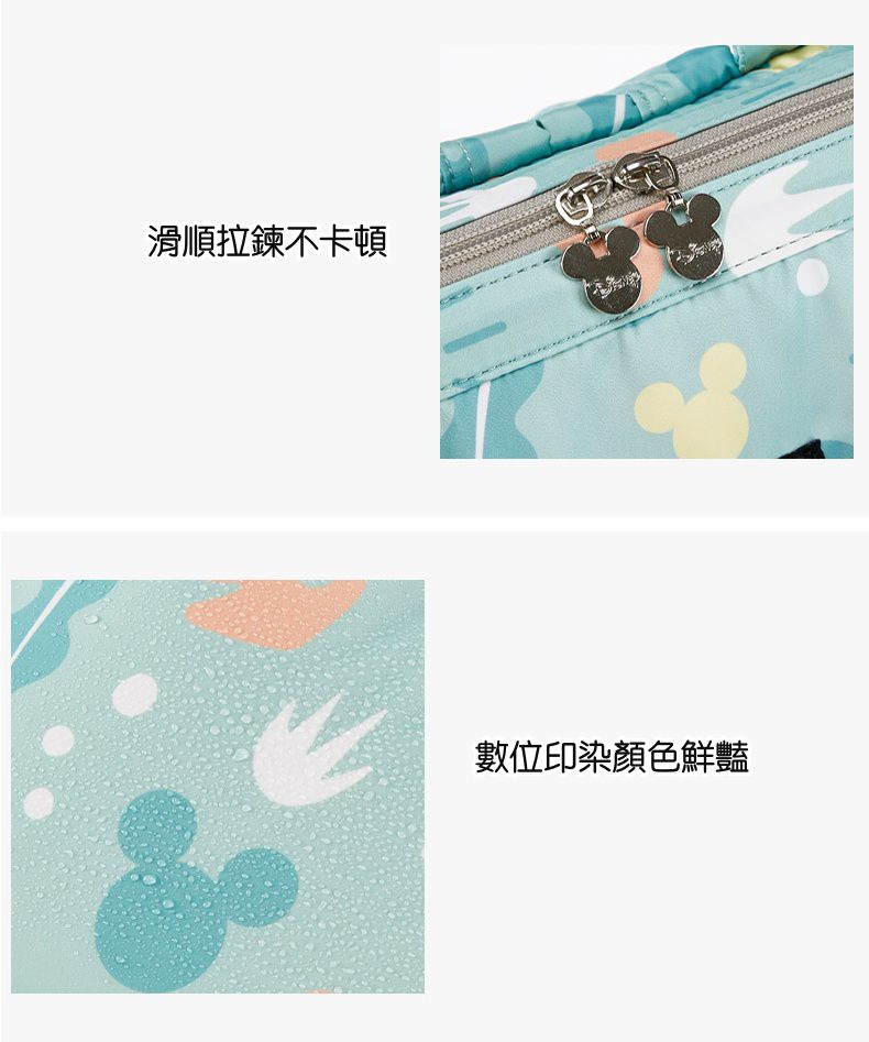 卡通人物防水後背包/媽媽包-米奇小logo-淺綠色 (40x22x18cm)