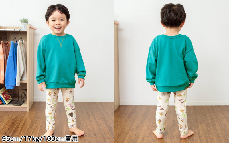 日本 BREEZE - 正反OK！圓領百搭長袖大學T-綠松石