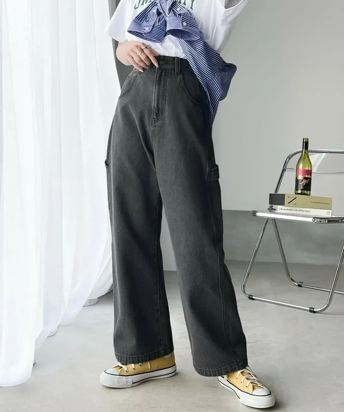 日本 Classical Elf - 超顯瘦厚磅百搭直筒褲-黑