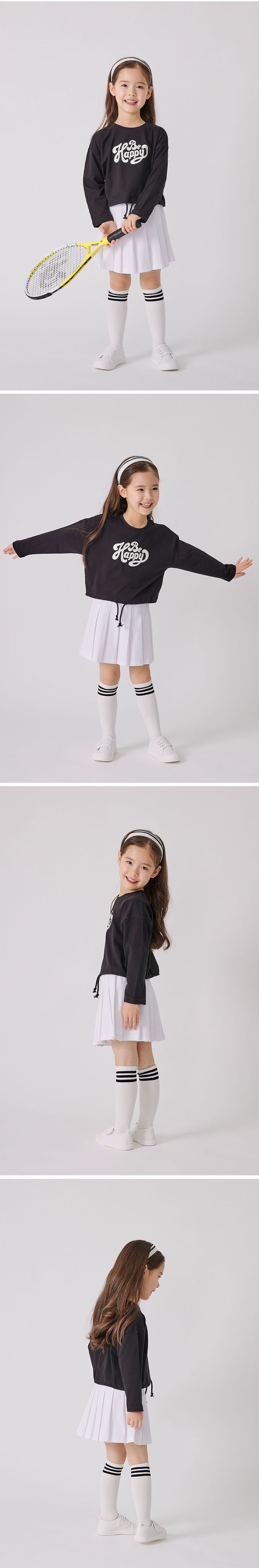 韓國 OZKIZ - 運動風字母印寬版長袖上衣-黑