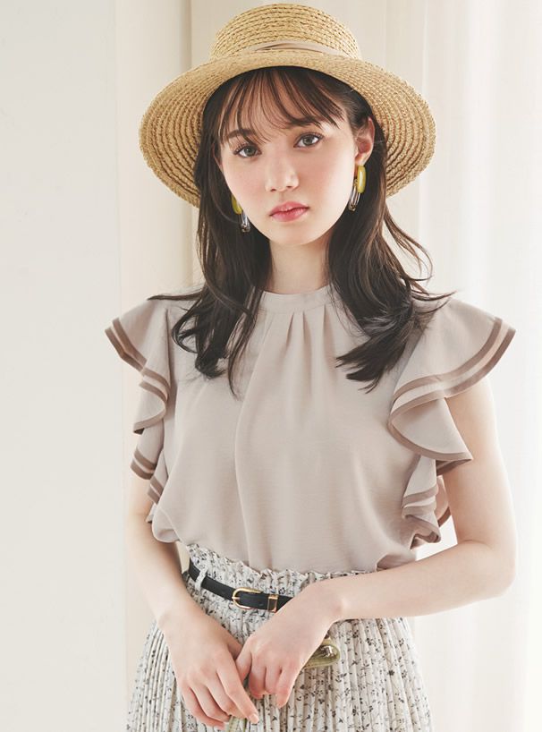 日本 GRL - 氣質滿點法式波浪無袖上衣-奢華黑