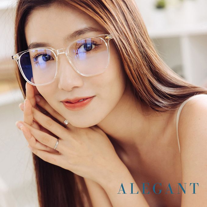 ALEGANT - 輕感舒適質感TR90輕量空輕透方框UV400濾藍光眼鏡
